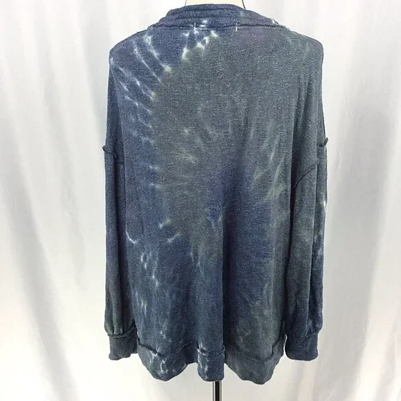 We The Free Blue Best Catch Tie Dye Tunic Top XS Drawstring Free People - Picture 7 of 12